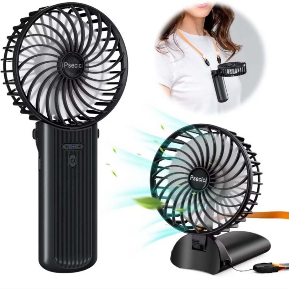 Handheld Fan mini personal fan with lanyard, 4 speeds  foldable design